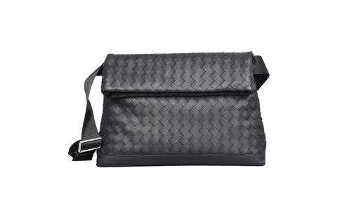 单肩包斜挎包男潮真皮编织男包潮牌大容量邮差包大号挎包